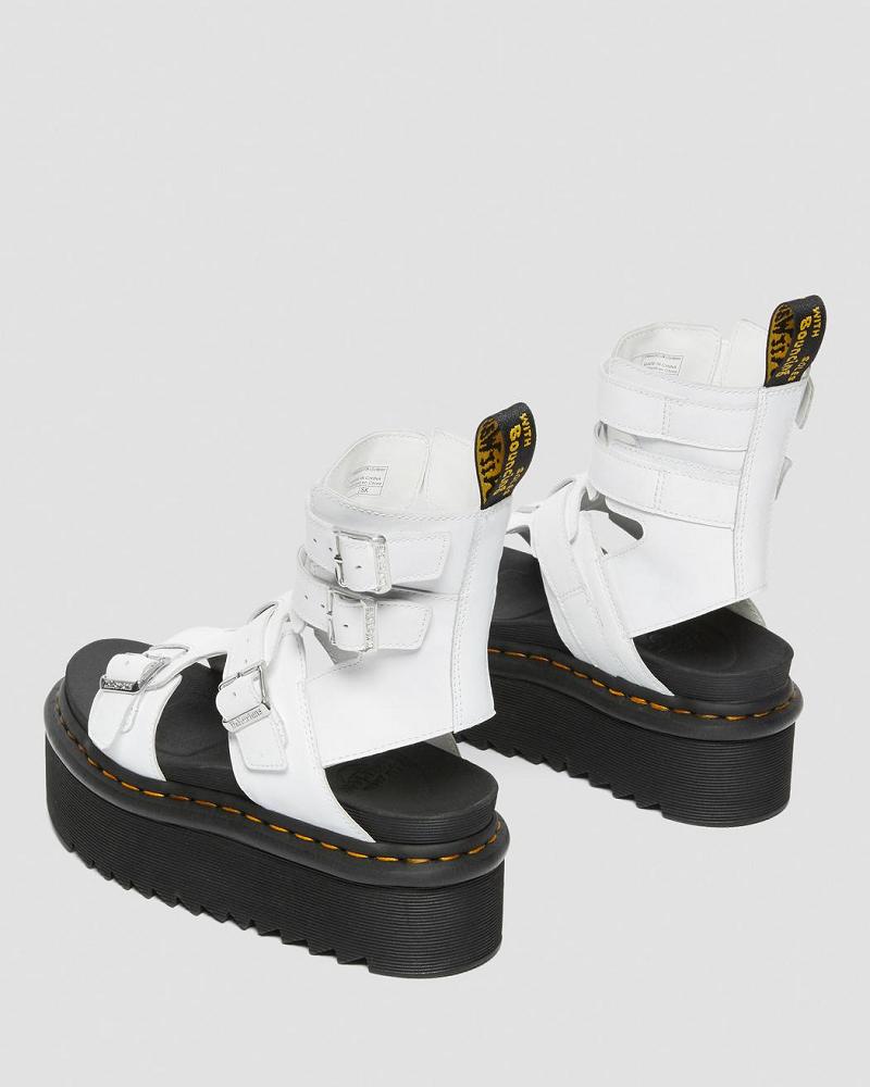 Sandalias de Plataforma Dr Martens Giavanna Cuero Plataforma Mujer Blancos | MX 478EBC